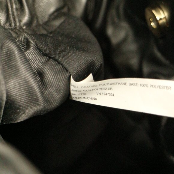 WHO WHAT WEAR Black Vegan Leather Drawstring Bucket Purse NEW - Picture 8 of 8